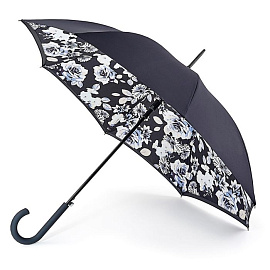 Зонт женский трость автомат Fulton, модель L754-3541 EnchantedBloom (Чёрный; Белый; Голубой)