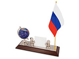 Настольный прибор "Куранты": подставка под визитки, глобус, флаг России