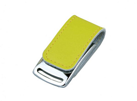 Флешка с кожаным корпусом эргономичный дизайн 8 Гб.Оранжевый, USB2.0 (Жёлтый)