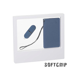 Подарочный набор: зарядное устройство (4000 mAh) и флешка 16 Gb, с покрытием SOFT GRIP (Белый; Синий)