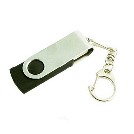 Флешка в металлическом корпусе с пластиковыми вставками, модель 030, 16 Gb, USB 2.0 (Чёрный)