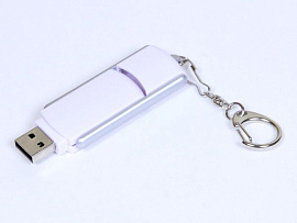 Флешка промо прямоугольной формы. 4 Гб. Оранжевый, USB2.0 (Белый)