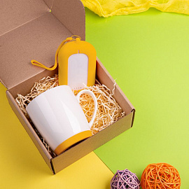 Набор подарочный MATISSE`TEAS: кружка(400мл), зарядное устройство(6000 mAh),коробка, стружка, красны (Жёлтый)
