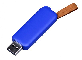 Флешка 4 Гб. красный, USB2.0 промо прямоугольной формы, выдвижной механизм . (Синий)