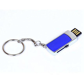 USB-Flash накопитель - брелок (флешка) с выдвижным мини чипом, модель 401, 16 Gb (Синий)