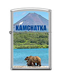 Зажигалка ZIPPO Камчатка с покрытием Satin Chrome, серебристая