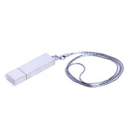 USB-Flash накопитель (флешка) в виде металлического слитка на цепочке, модель 201, объем памяти 16 G (Серебряный)