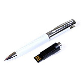 USB-Flash накопитель (флешка) - металлическая ручка с кожаными вставками, модель 350, объем памяти 3
