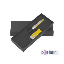Набор ручка + флеш-карта 8 Гб в футляре, с покрытием SOFT TOUCH (Жёлтый; Чёрный)
