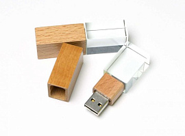 Флешка Wood прямоугольной формы, под гравировку 3D, 32 Гб., USB2.0 (Белый)