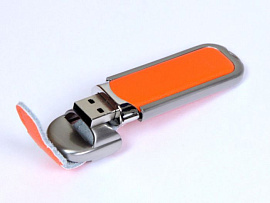 Флешка с кожаным чехлом 4 Гб.Коричневый, USB2.0 (Оранжевый)
