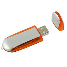 USB-Flash накопитель (флешка) с алюминиевой вставкой (Оранжевый; Серебряный)