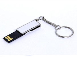 USB-Flash накопитель - брелок (флешка) в металлическом корпусе, модель Mini Silver, объем памяти 16  (Серебряный)