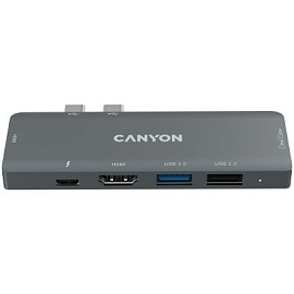 DS-05B. Хаб для MacBook 7-в-1: USB-C Power Delivery 100 Вт 100W (серый)