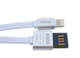 Кабель USB 2.0 - Apple iPhone/iPod/iPad 8pin, 2.1A, реверс., плоский, Partner (Белый)