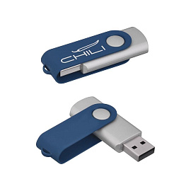 Флеш-карта "Vostok", объем памяти 16 GB, с покрытием soft touch, цвет чёрный (Тёмно-синий)