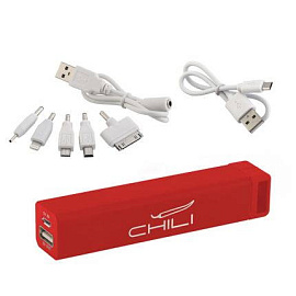Источник энергии универсальный "Chida" 2800 mAh, с покрытием SOFT TOUCH (Красный; Серебряный)