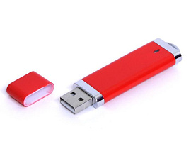 Прямоугольная флешка 4 Гб.Серебряный, USB2.0 (Красный)