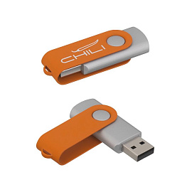 Флеш-карта "Vostok", объем памяти 16 GB, с покрытием soft touch, цвет чёрный (Оранжевый)