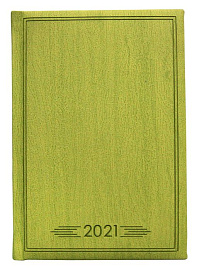 Ежедневник датированный 2021Infolio Wood тёмно-коричневый, обложка твердая с поролоном, размер А6+ (салатовый)