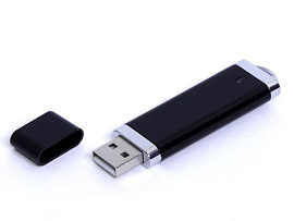 Прямоугольная флешка 4 Гб.Серебряный, USB2.0 (Чёрный)
