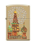 Зажигалка ZIPPO Россия с покрытием High Polish Brass, золотистая