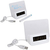 USB-разветвитель с часами и полем для заметок, цвет белый