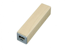 Портативное зарядное устройство "Вуди", 2600 mAh, цвет тёмно-коричневый (Белый)