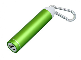 Универсальное зарядное устройство power bank 2200 Mah круглой формы с карабином (Зелёный)
