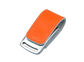 Флешка с кожаным корпусом эргономичный дизайн 8 Гб.Оранжевый, USB2.0 (Оранжевый)
