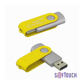 Флеш-карта "Vostok", объем памяти  8 GB, c покрытием soft touch, цвет чёрный (Жёлтый)