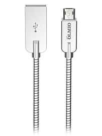 Кабель, USB 2.0 - microUSB,  2.1A, серебристый, OLMIO (Серебряный)