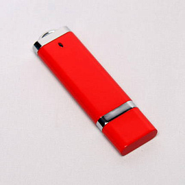 USB-Flash накопитель (флешка) из пластика классической прямоугольной формы, модель 002, объем памяти (Красный)