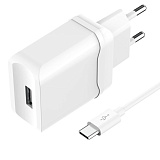 СЗУ OLMIO USB, 2.4A, Smart IC +TypeC кабель