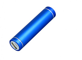 Универсальное зарядное устройство power bank круглой формы. черный 2600 Mah (Синий)