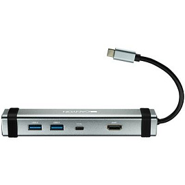 DS-3. Мультипортовый адаптер “хаб” 4-в-1 USB Type C (серый)