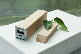 Набор белый с зарядным устройсвом ЭКО+ : power bank на 2600 mah, флешка 4 гб (Бежевый)