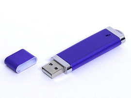Прямоугольная флешка 4 Гб.Серебряный, USB2.0 (Синий)