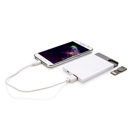 Зарядное устройство с USB-флешкой на 8 ГБ, 2500 mAh (Белый)