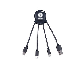 Зарядный кабель Octopus Light с подсветкой логотипа, черный (чёрный)