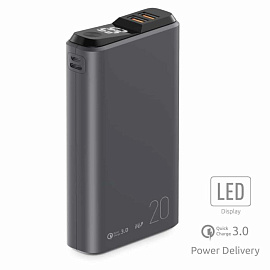 Внешний АКБ QS-20, 20000mAh, midnight-green, OLMIO (Тёмно-серый)