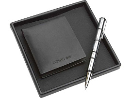 Набор Cerruti 1881: портмоне, ручка роллер, флеш-карта USB 2. на 2 Гб (Чёрный; Серебряный)