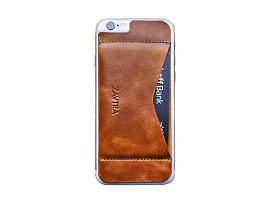 Кошелек-накладка на iPhone 6/6s, синий (коричневый)