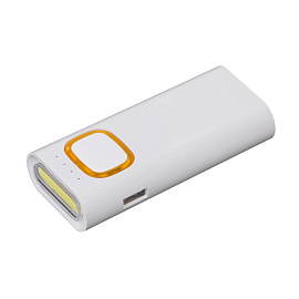 Зарядное устройство с ультраярким LED-фонариком и подсветкой логотипа, 4400 mAh (Оранжевый; Белый)