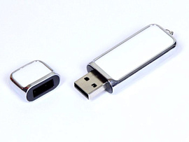 Кожаная флешка 4 Гб.Коричневый, USB2.0 (Белый)