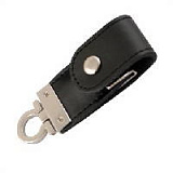 USB-Flash накопитель (флешка) "Button" в кожаном корпусе с металлическими вставками, с клапаном на к