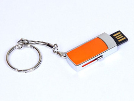 Флешка прямоугольной формы. 64 Гб., USB2.0 (Оранжевый)