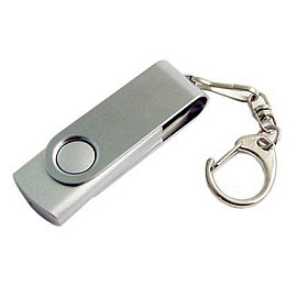 Флешка в металлическом корпусе с пластиковыми вставками, модель 030, 16 Gb, USB 2.0 (Серебряный)