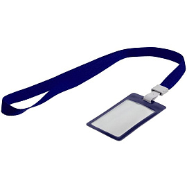 Карман для бейджа с лентой Staff (синий)
