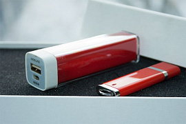 Набор 4. красный цвет. Power bank и флешка 64 гб (Красный)